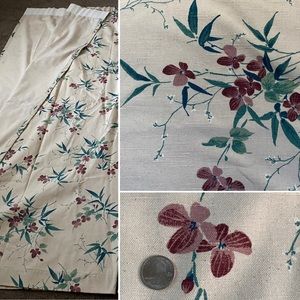 Vintage Floral Drapery Curtain Fabric Panel Screen Print 75”x 79.5”